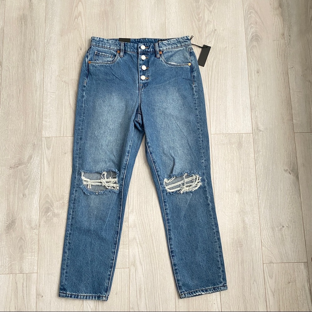 Distressed Button Fly Jeans - Picture 2 of 9